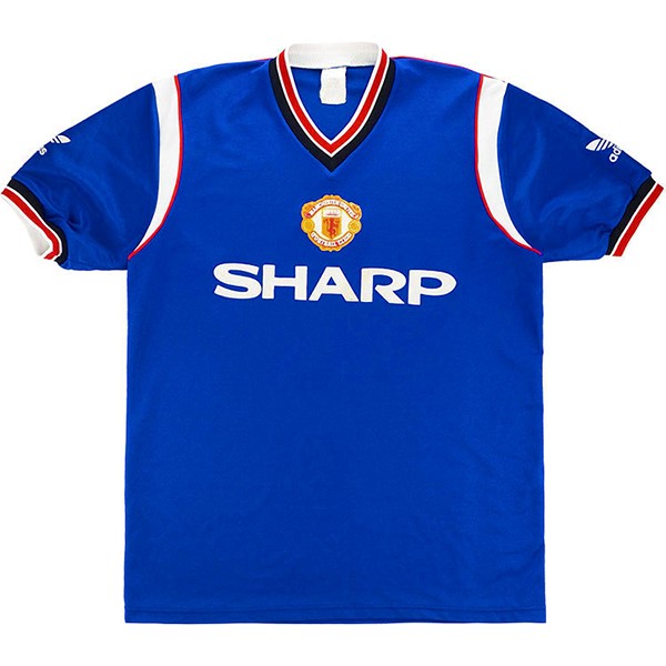 Tailandia Camiseta Manchester United Replica Tercera Ropa Retro 1984 1986 Azul